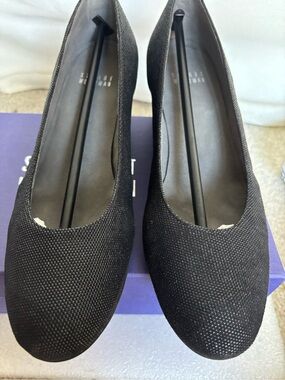 Stuart Weitzman Logo Sojourn Wedge Pumps Black Size 7.5